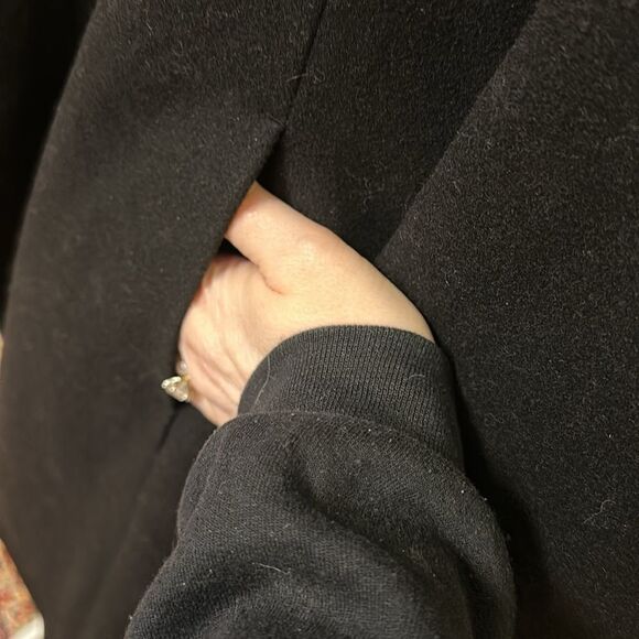 KENNETH COLE COAT ASYMMETRICAL BELTED WOOL MAXI LINED BLACK STRUCTURED LNC SZ 8 - Picture 8 of 16